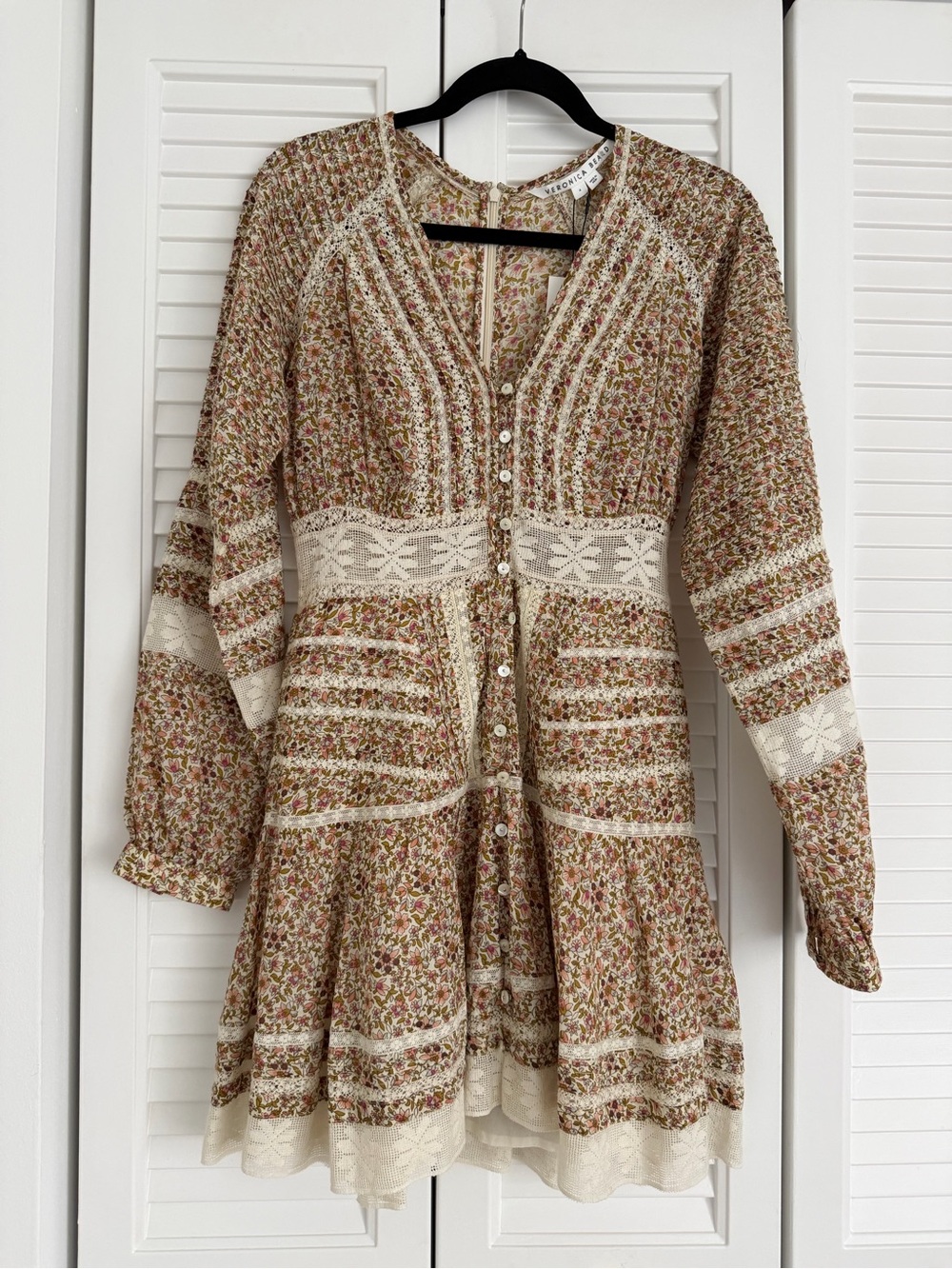 Veronica Beard Addilyn Floral Lace-Trim Mini Dress NWT size 4